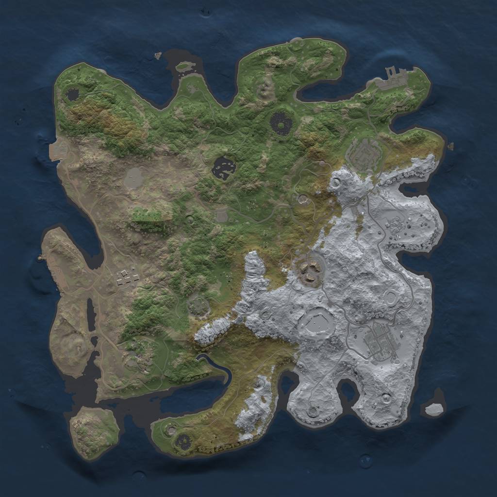 Rust Map: Procedural Map, Size: 3300, Seed: 10, 14 Monuments