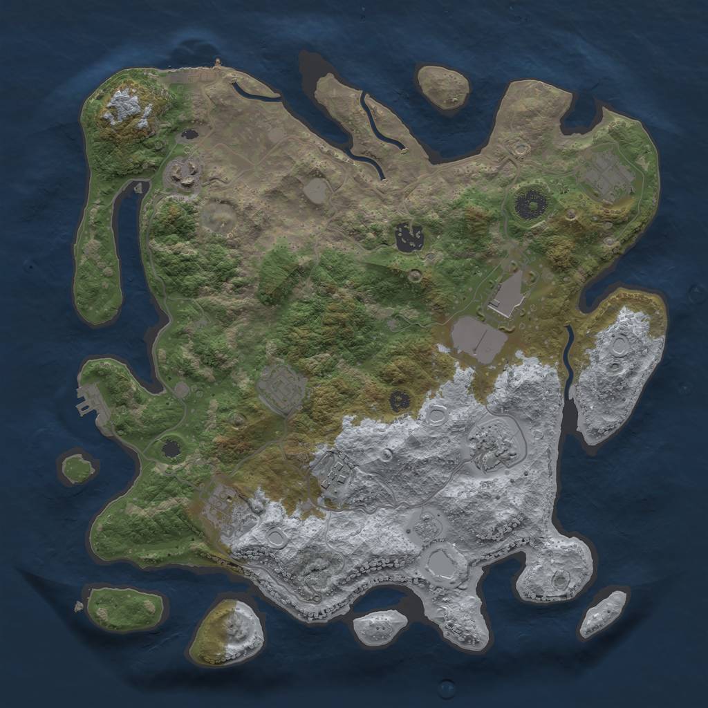 Rust Map: Procedural Map, Size: 3500, Seed: 2363478, 14 Monuments