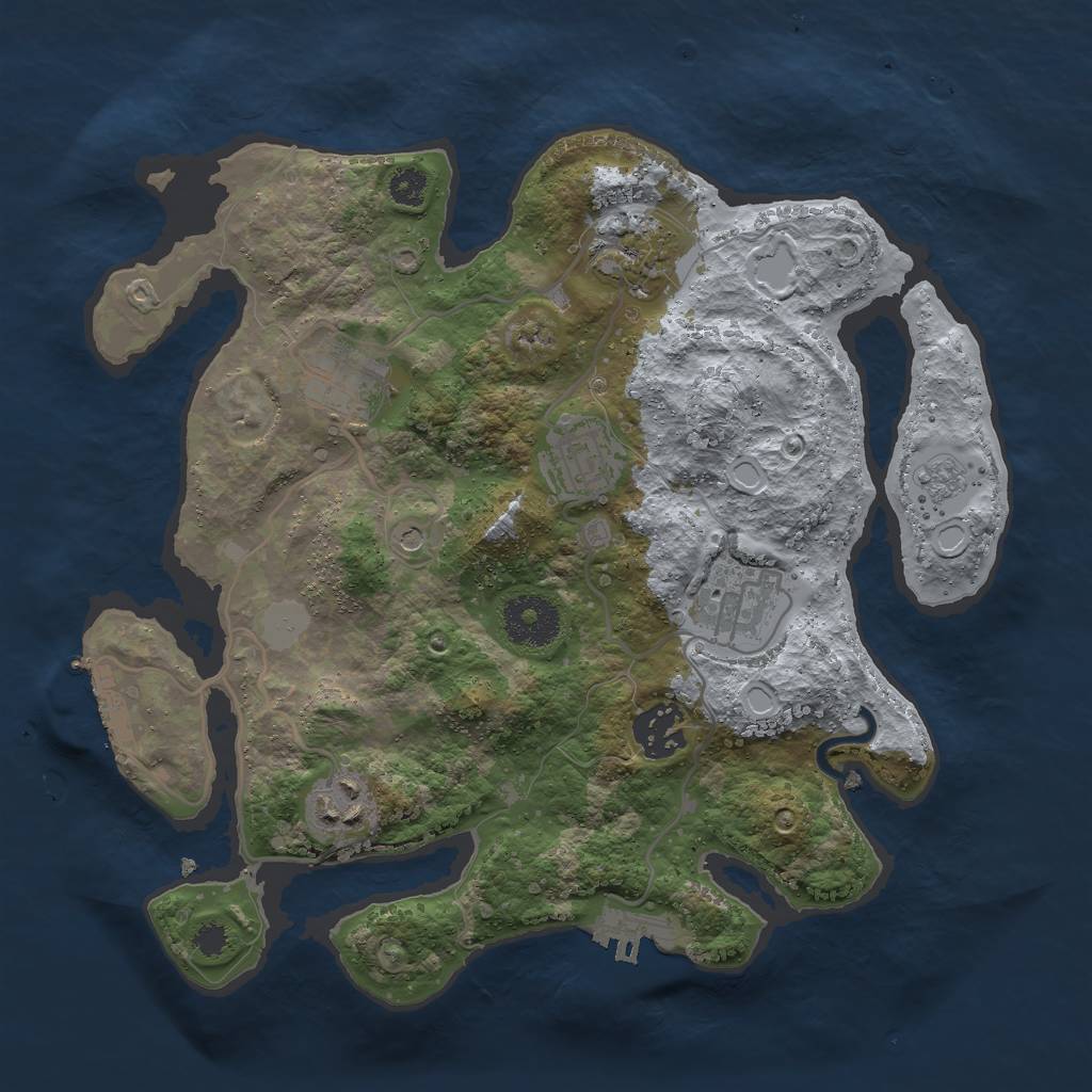 Rust Map: Procedural Map, Size: 3000, Seed: 1250, 13 Monuments