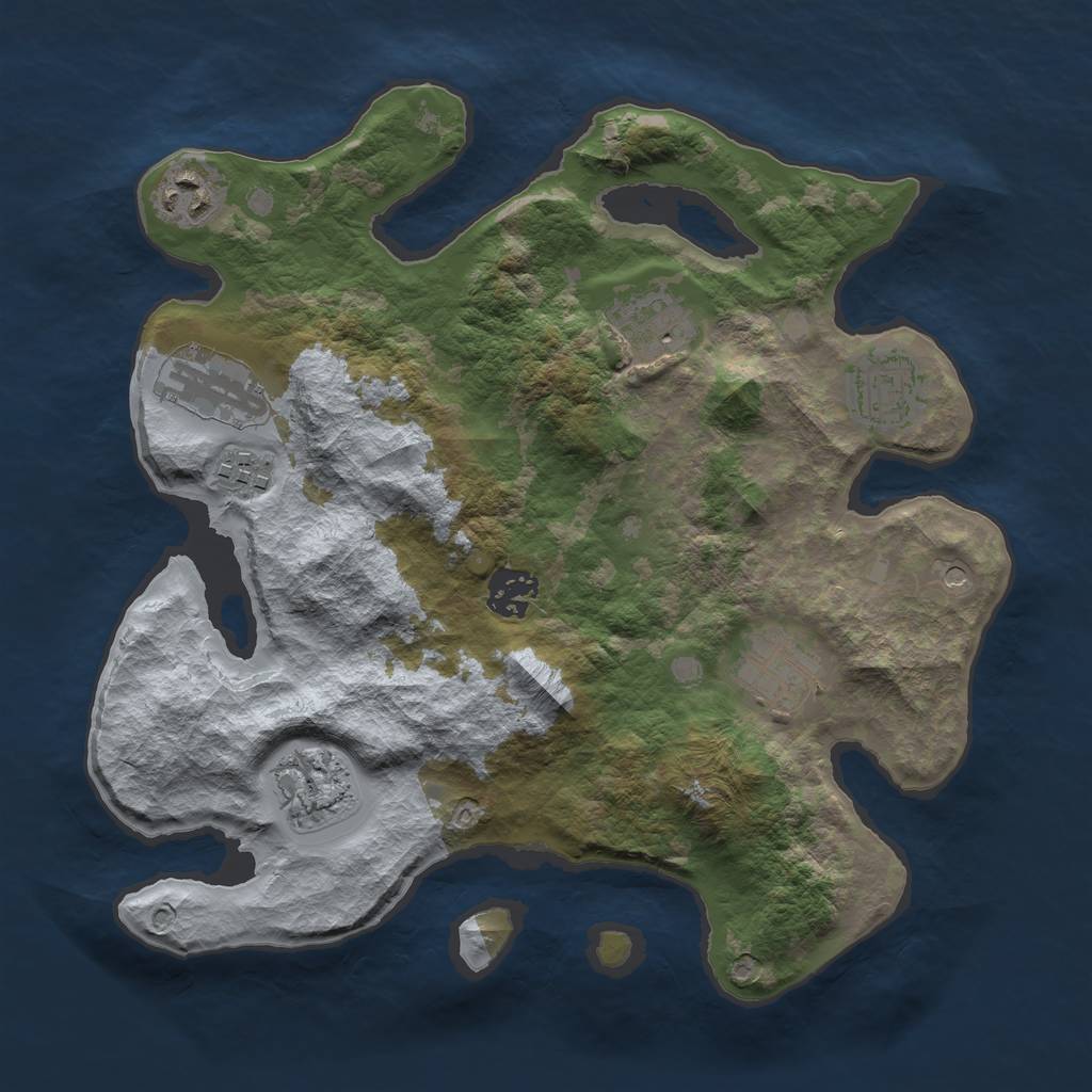 Rust Map: Barren, Size: 3200, Seed: 558867574, 11 Monuments