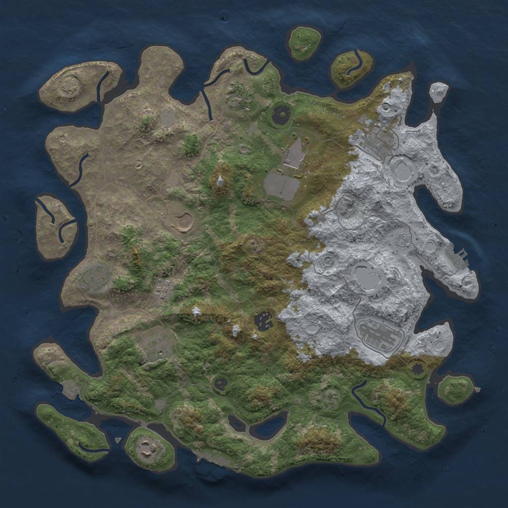 Rust Map: Procedural Map, Size: 3950, Seed: 372247577, 18 Monuments