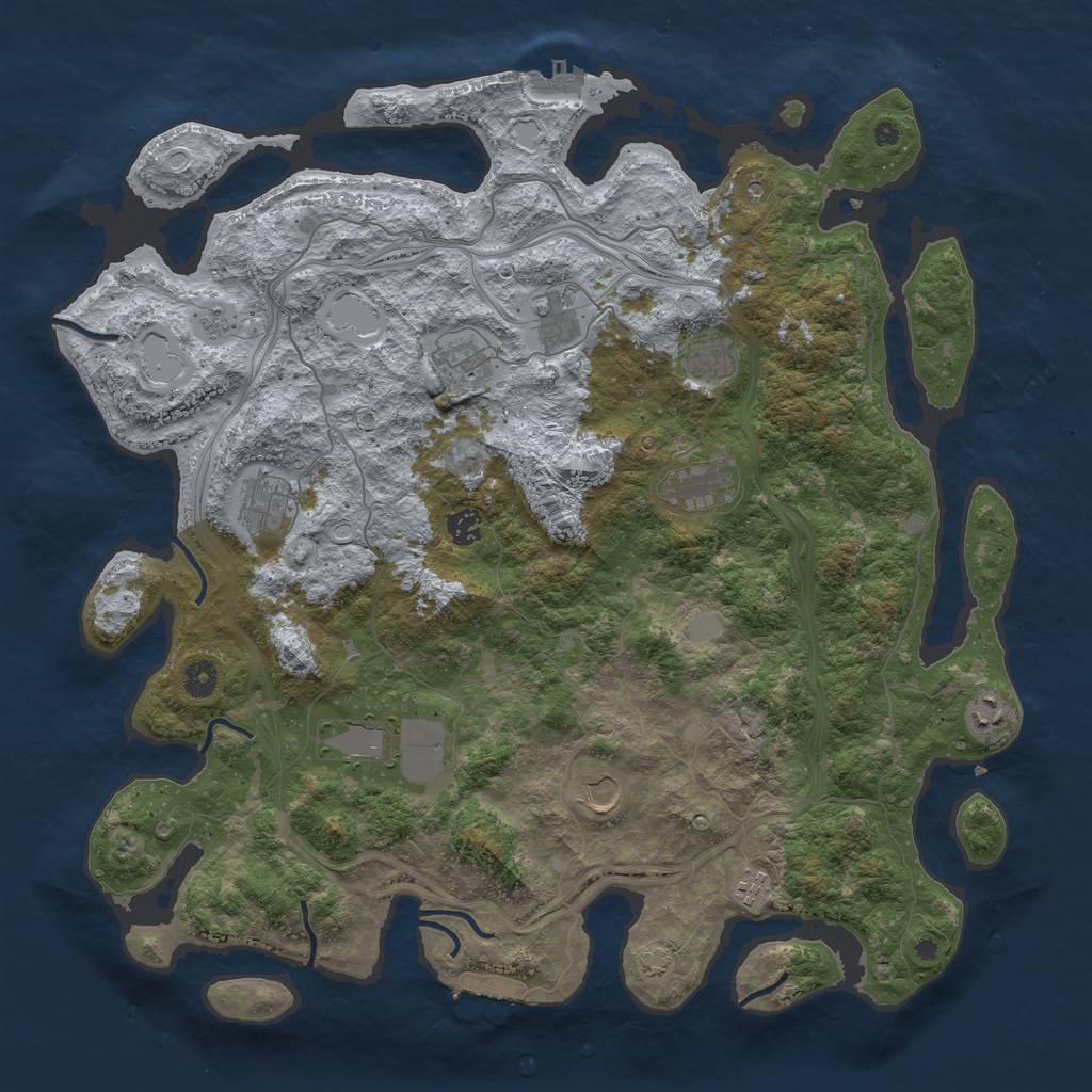 Rust Map: Procedural Map, Size: 4500, Seed: 319871977, 18 Monuments