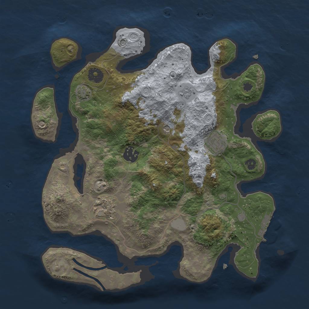 Rust Map: Procedural Map, Size: 3000, Seed: 1354674, 10 Monuments