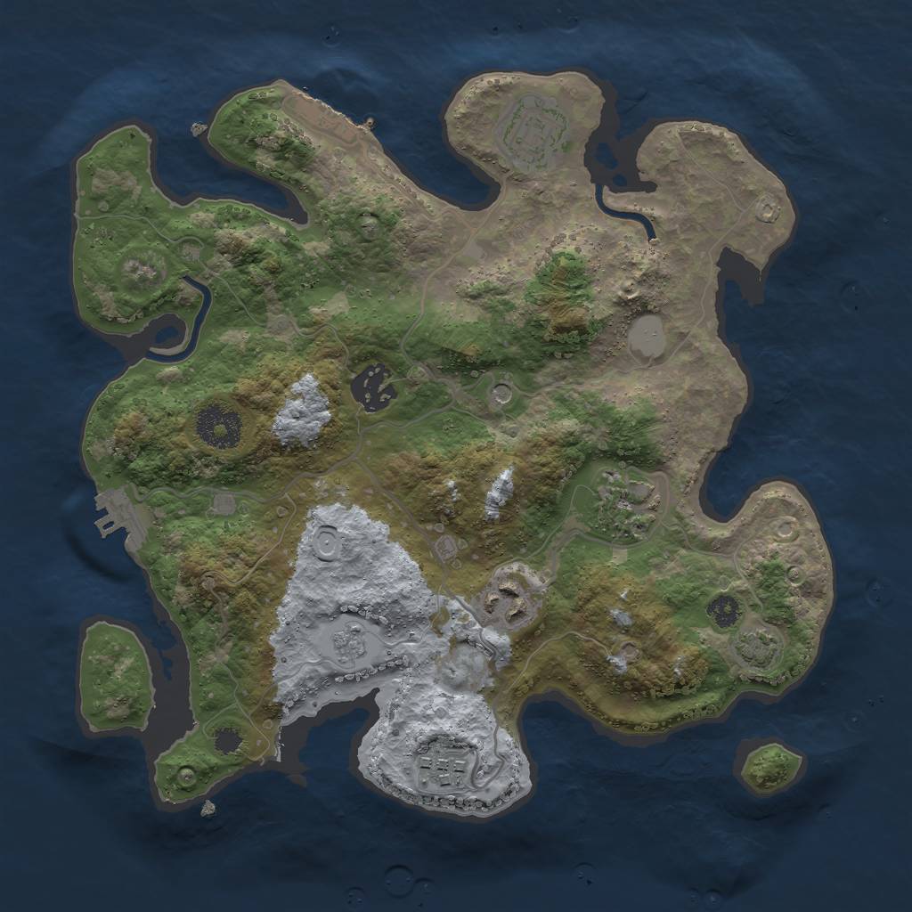 Rust Map: Procedural Map, Size: 3000, Seed: 1326174024, 13 Monuments