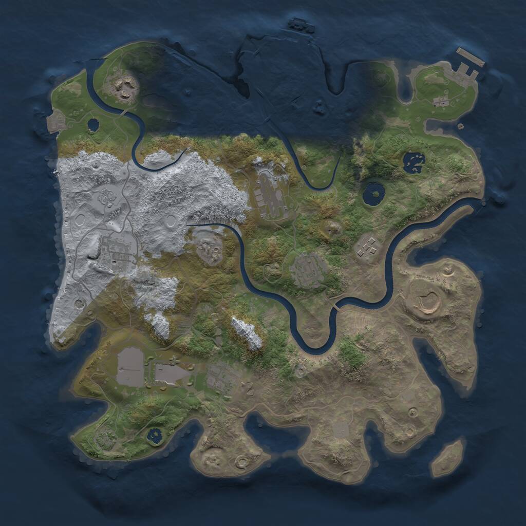 Rust Map: Procedural Map, Size: 3500, Seed: 1421570213, 15 Monuments