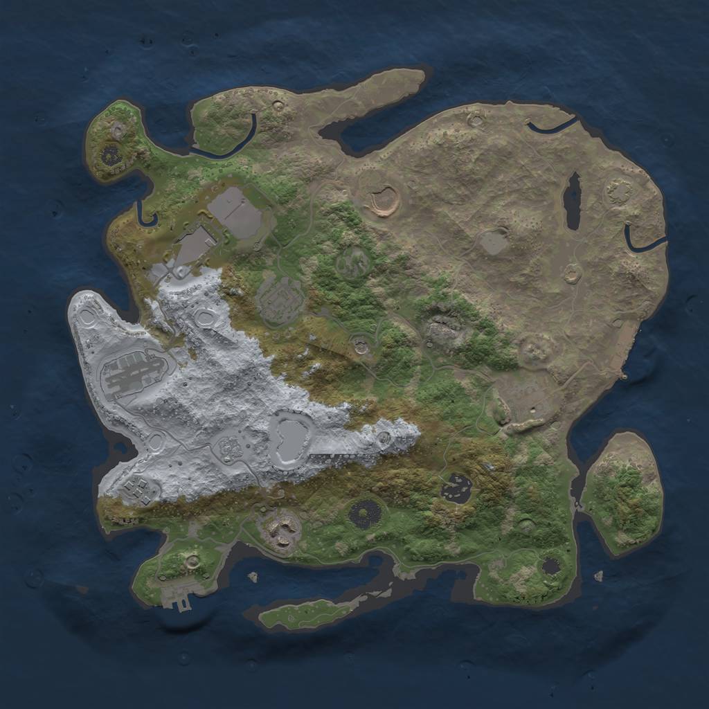 Rust Map: Procedural Map, Size: 3500, Seed: 70975, 16 Monuments