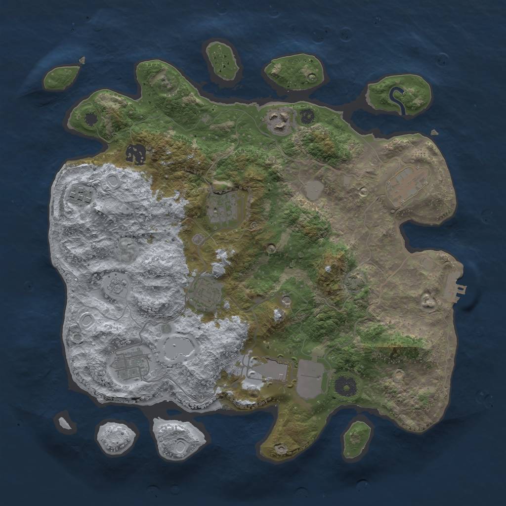 Rust Map: Procedural Map, Size: 3500, Seed: 893378708, 15 Monuments