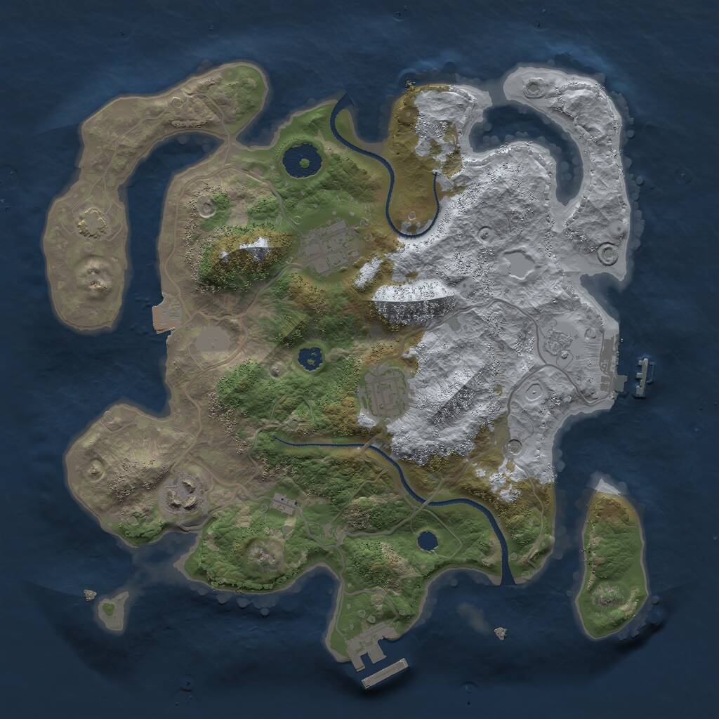 Rust Map: Procedural Map, Size: 3000, Seed: 175552911, 9 Monuments