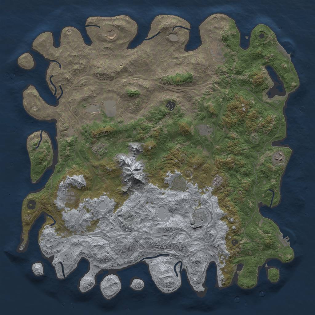 Rust Map: Procedural Map, Size: 5000, Seed: 4378421, 18 Monuments