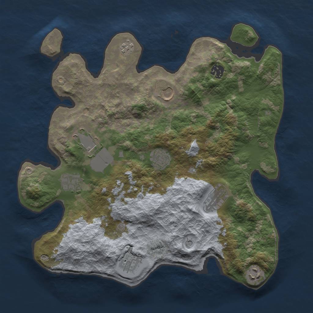 Rust Map: Barren, Size: 3500, Seed: 1362406586, 12 Monuments