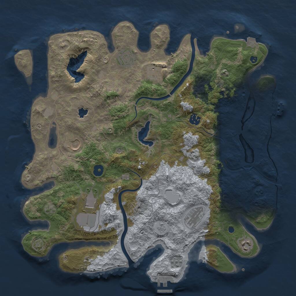 Rust Map: Procedural Map, Size: 4000, Seed: 1649028669, 14 Monuments