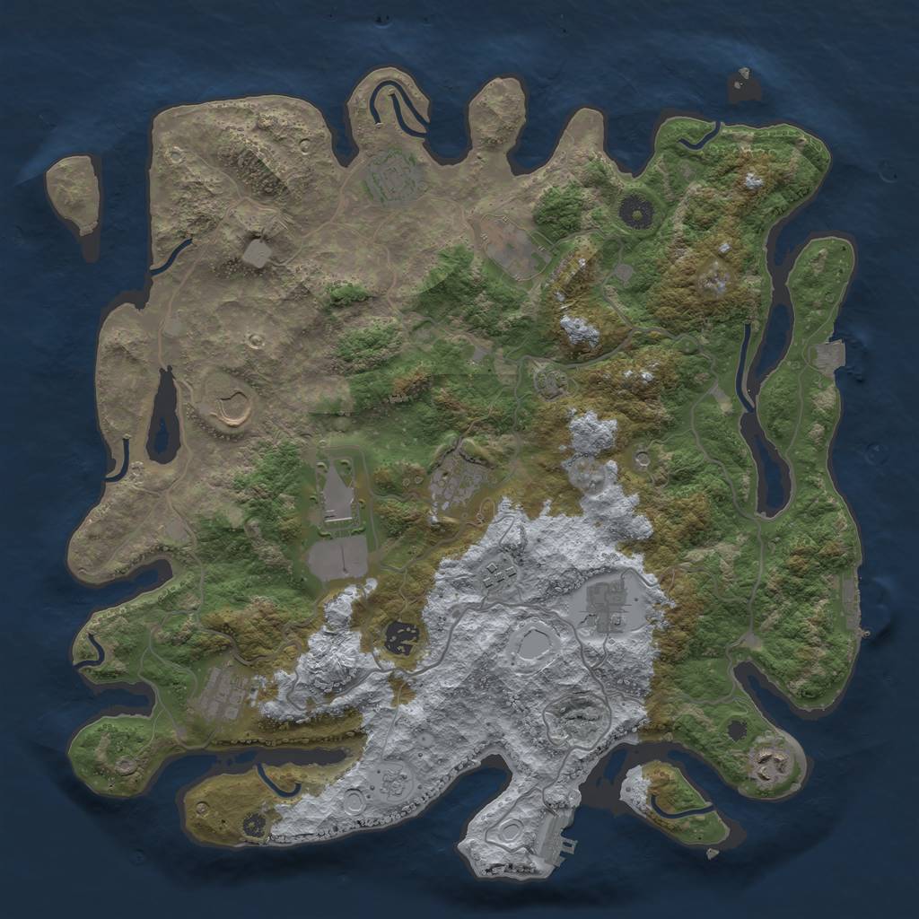Rust Map: Procedural Map, Size: 4000, Seed: 1649028669, 18 Monuments