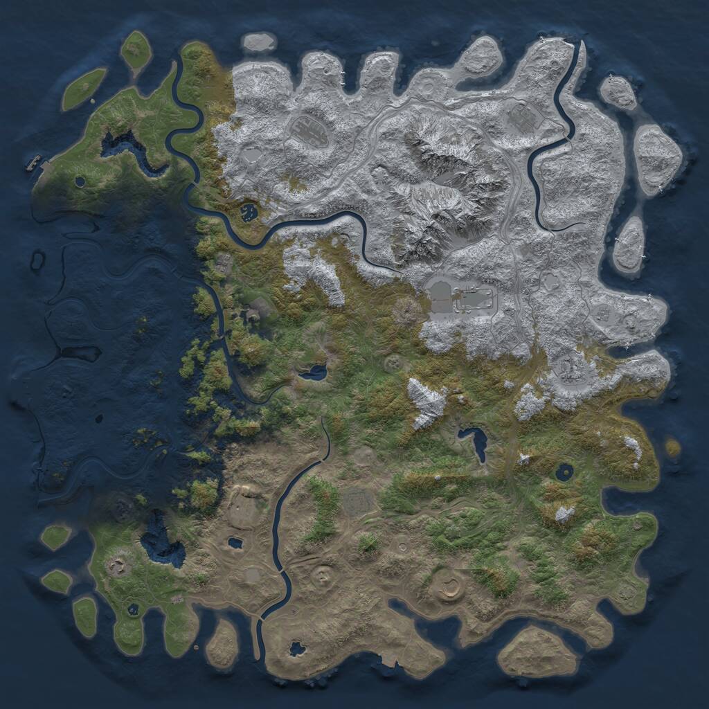 Rust Map: Procedural Map, Size: 6000, Seed: 448885513, 17 Monuments