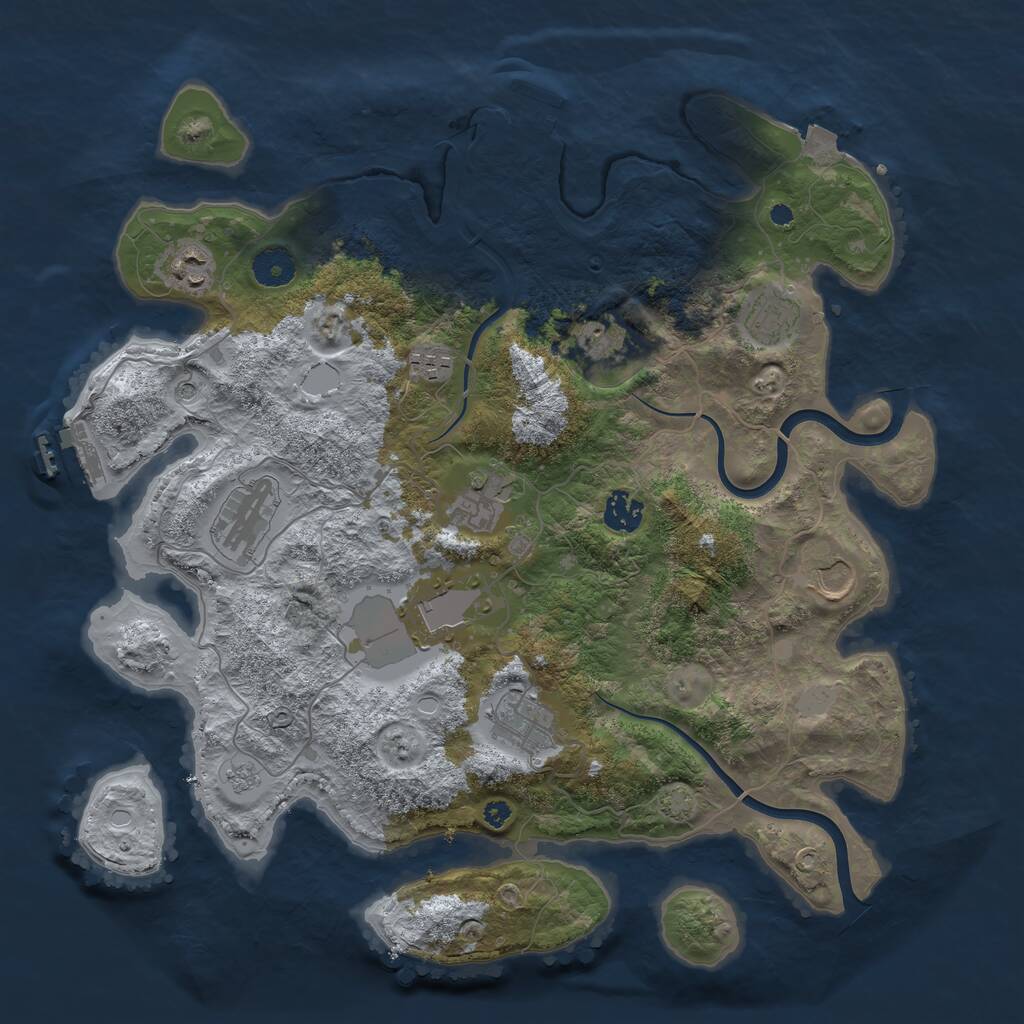 Rust Map: Procedural Map, Size: 3850, Seed: 669084631, 16 Monuments