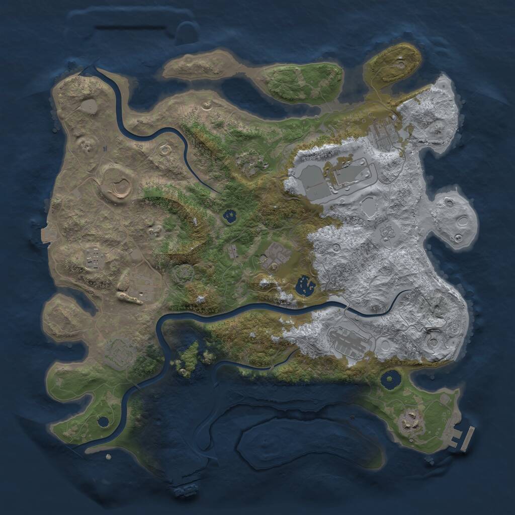 Rust Map: Procedural Map, Size: 3950, Seed: 1103260990, 17 Monuments