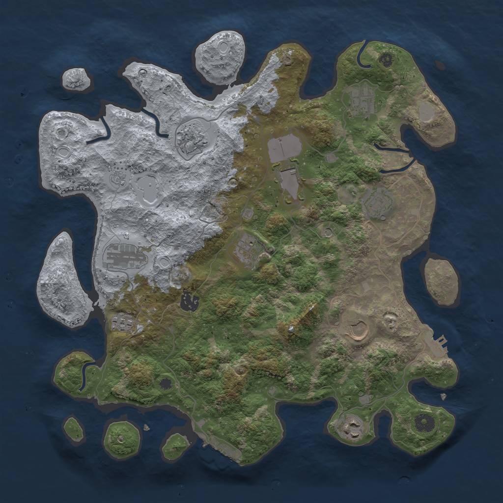 Rust Map: Procedural Map, Size: 3850, Seed: 1272065940, 17 Monuments