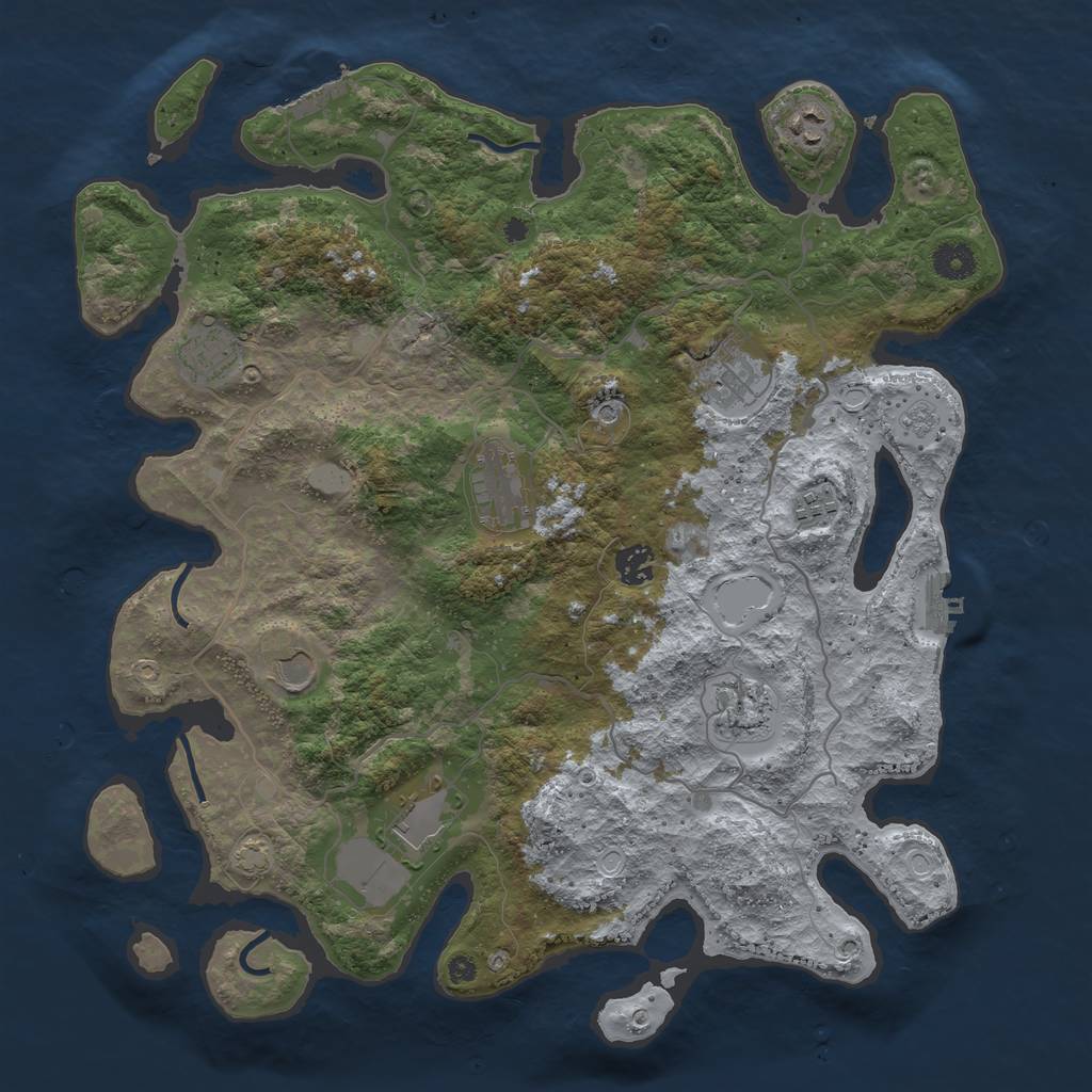 Rust Map: Procedural Map, Size: 4000, Seed: 102725562, 17 Monuments