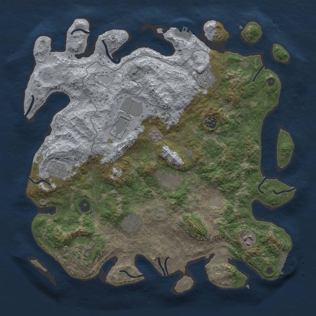 Rust Map: Procedural Map, Size: 4000, Seed: 1258169971, 16 Monuments