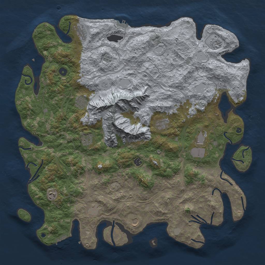 Rust Map: Procedural Map, Size: 5000, Seed: 1010, 18 Monuments