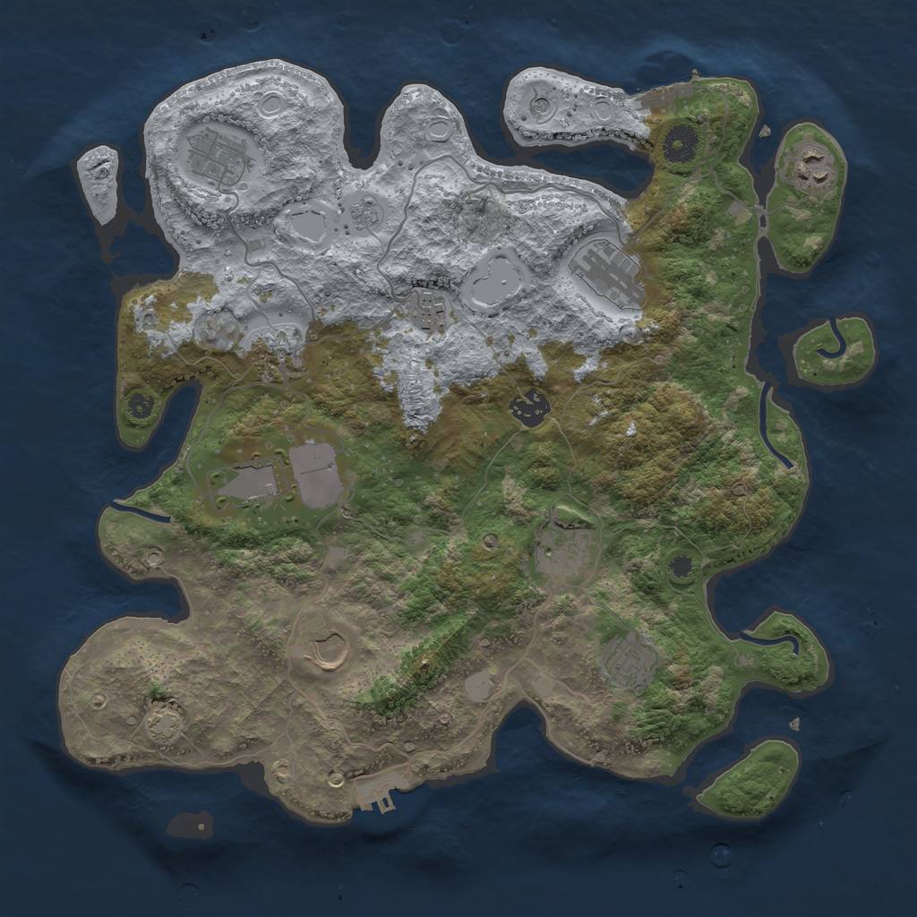 Rust Map: Procedural Map, Size: 3700, Seed: 1728860696, 17 Monuments