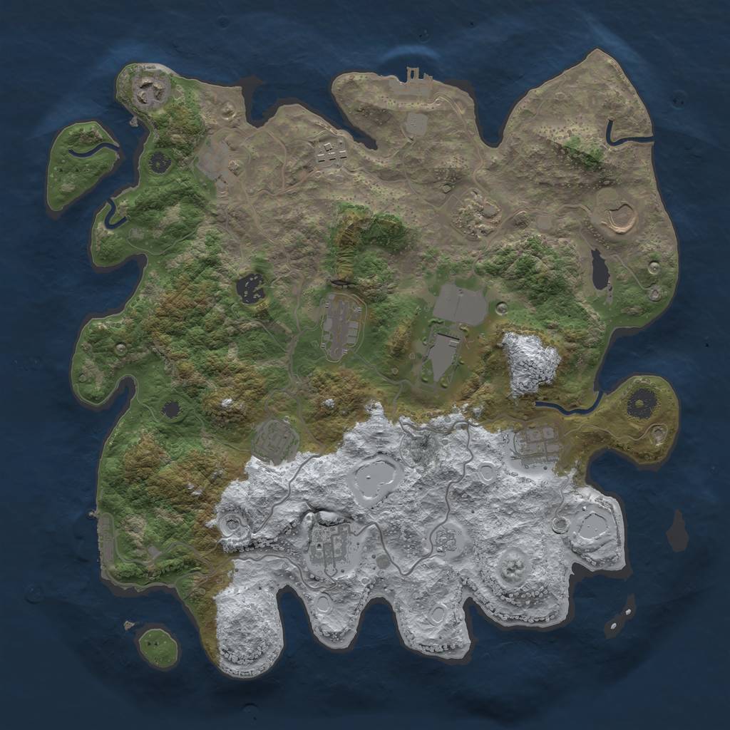 Rust Map: Procedural Map, Size: 3700, Seed: 1209387915, 20 Monuments