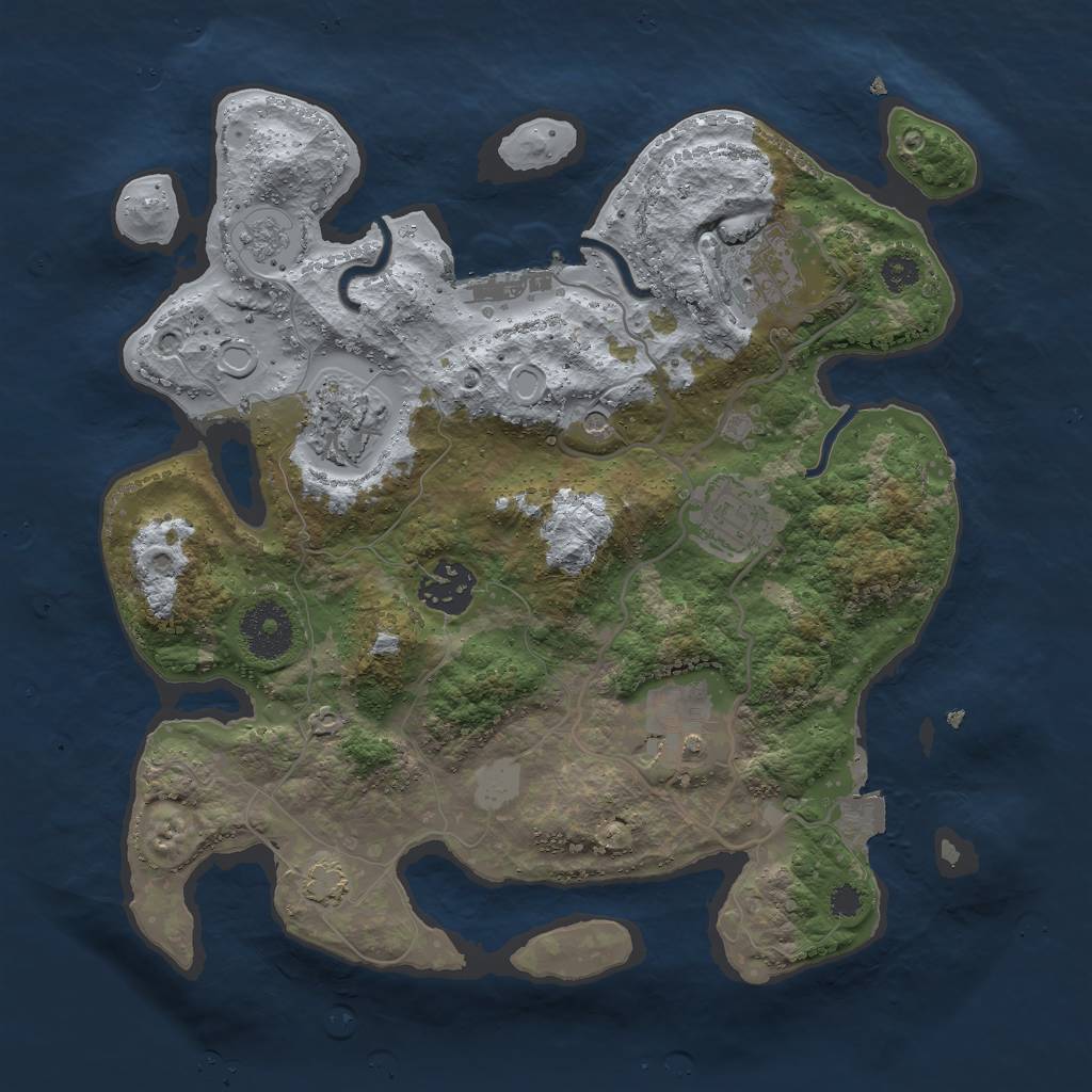 Rust Map: Procedural Map, Size: 3000, Seed: 105313928, 12 Monuments