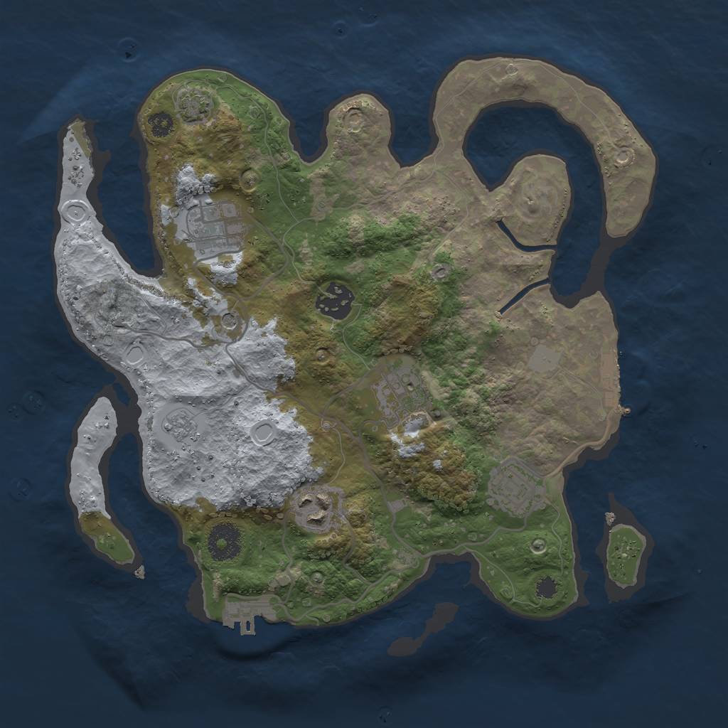 Rust Map: Procedural Map, Size: 3000, Seed: 453736344, 13 Monuments
