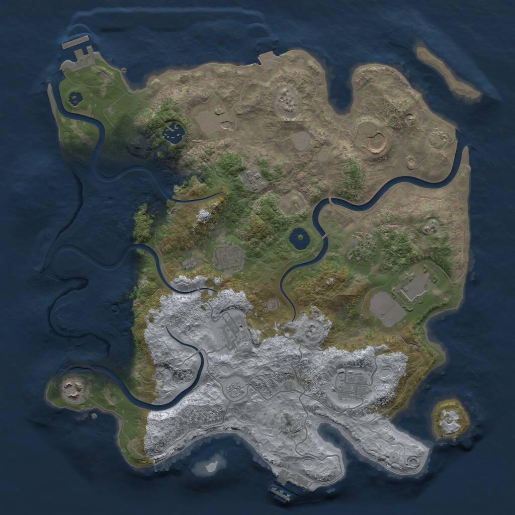 Rust Map: Procedural Map, Size: 3750, Seed: 239926460, 16 Monuments