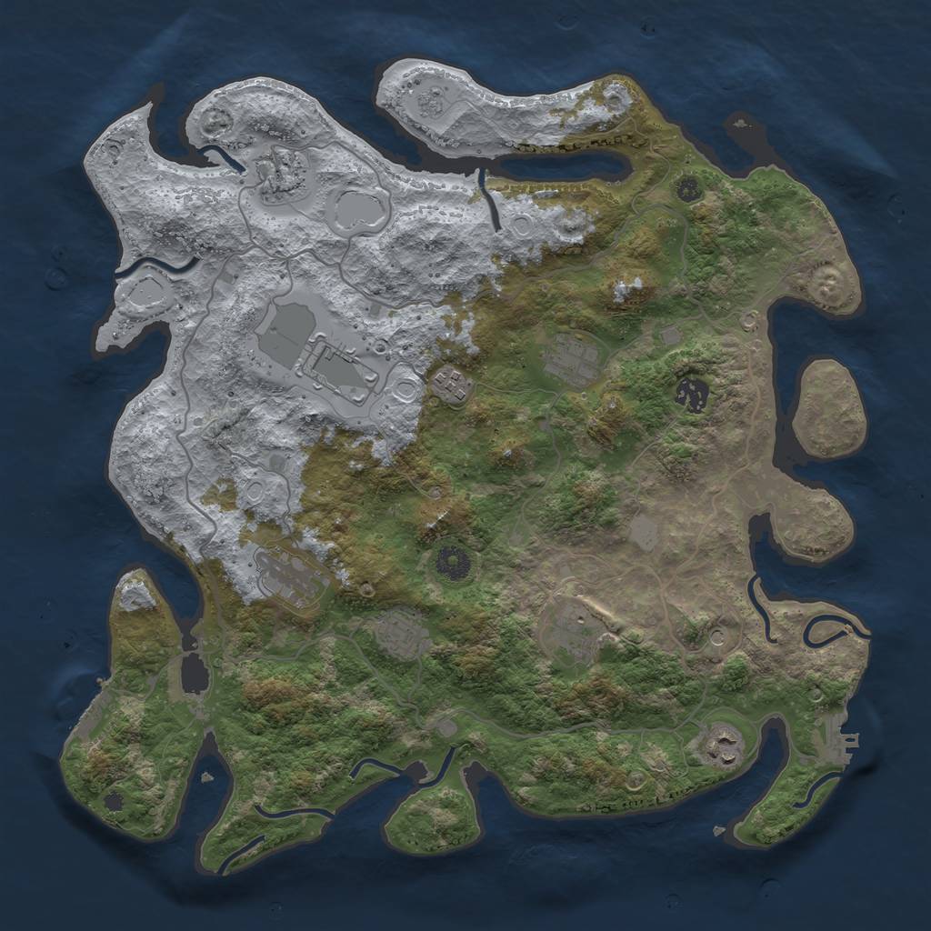 Rust Map: Procedural Map, Size: 4000, Seed: 857, 16 Monuments