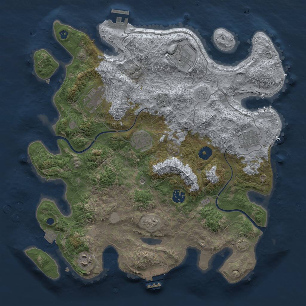 Rust Map: Procedural Map, Size: 3500, Seed: 907059800, 13 Monuments