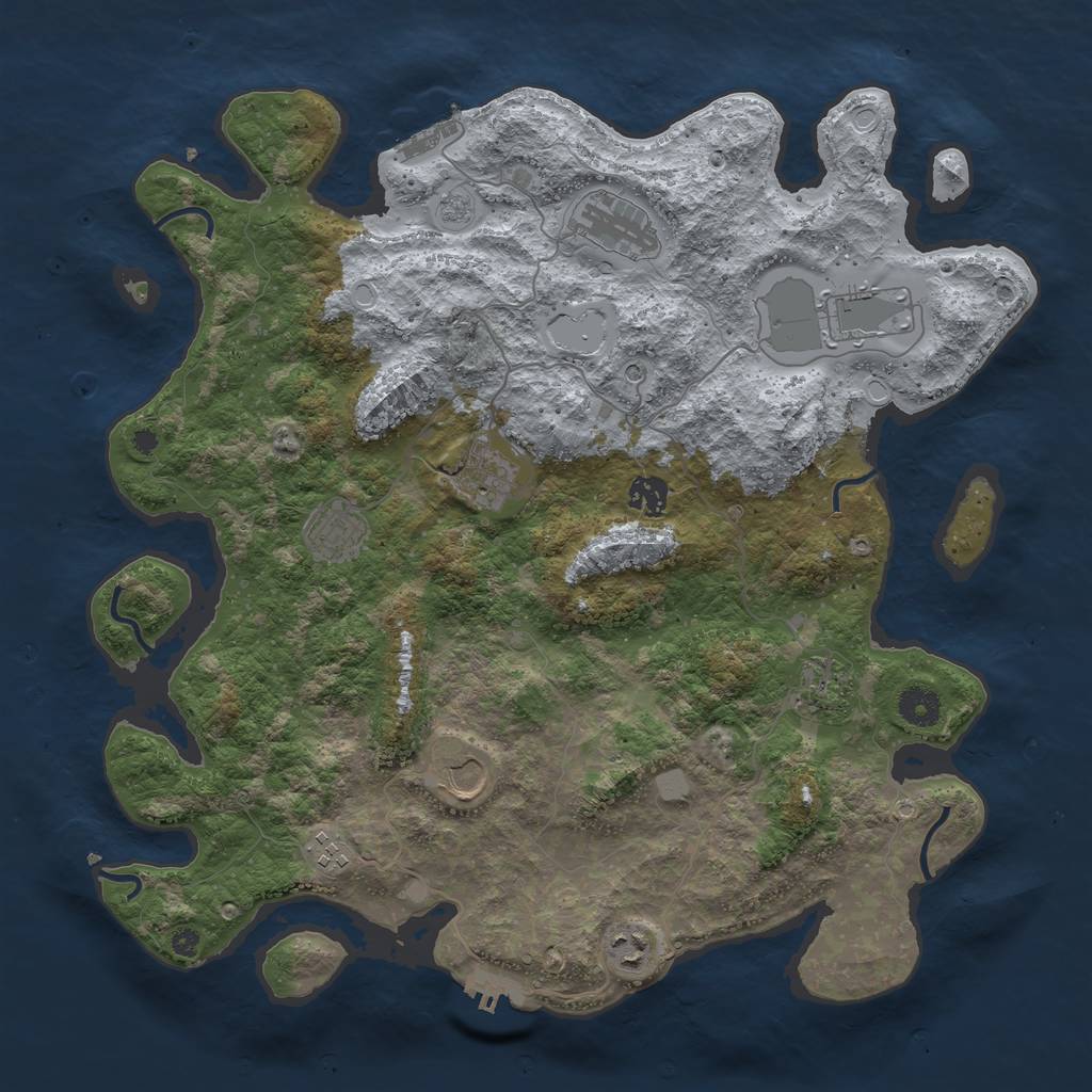 Rust Map: Procedural Map, Size: 3980, Seed: 13825, 16 Monuments