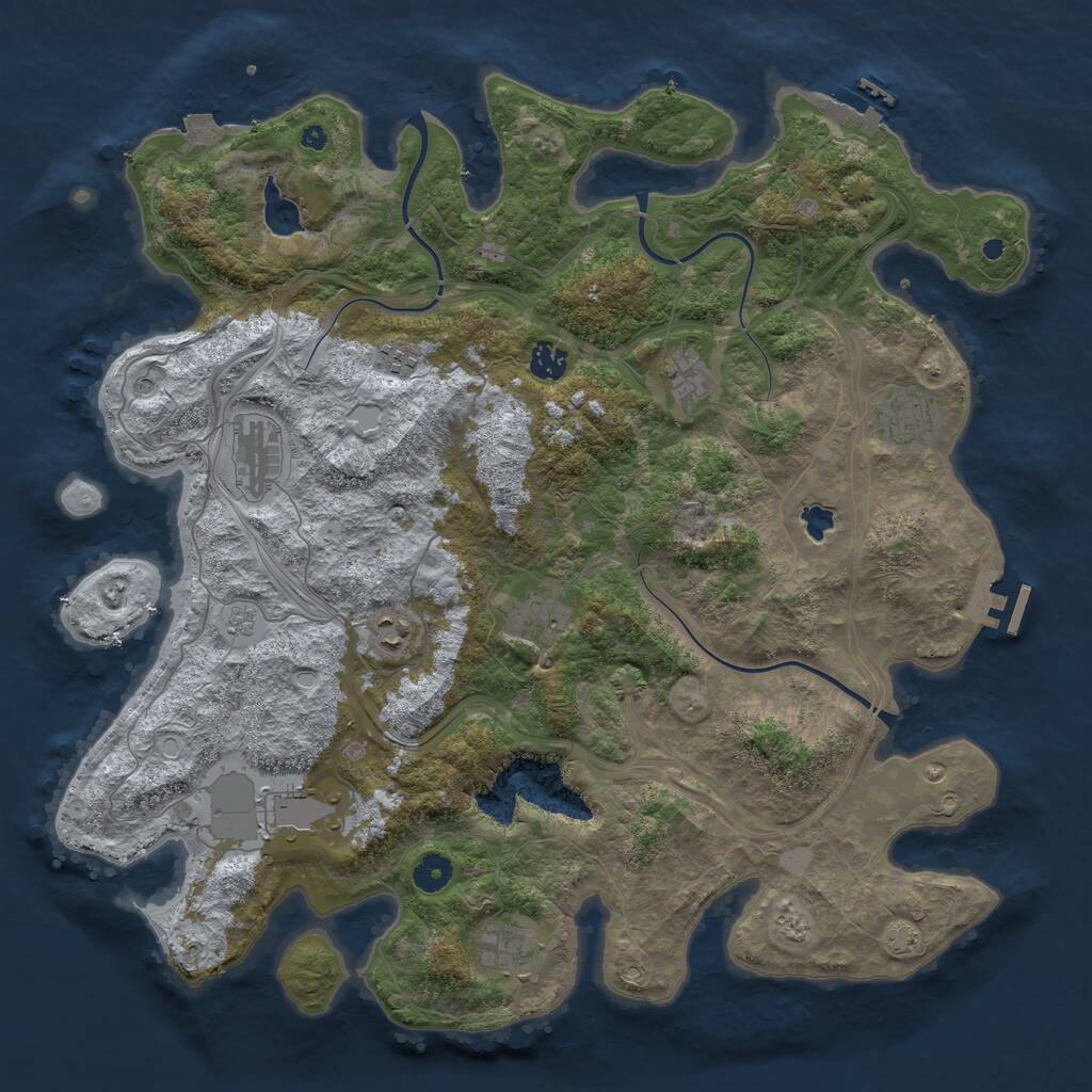 Rust Map: Procedural Map, Size: 4300, Seed: 450378779, 15 Monuments