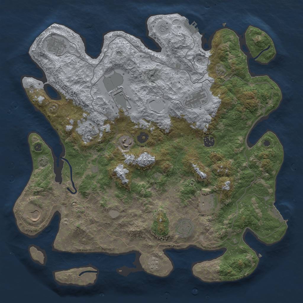 Rust Map: Procedural Map, Size: 4050, Seed: 666328430, 18 Monuments