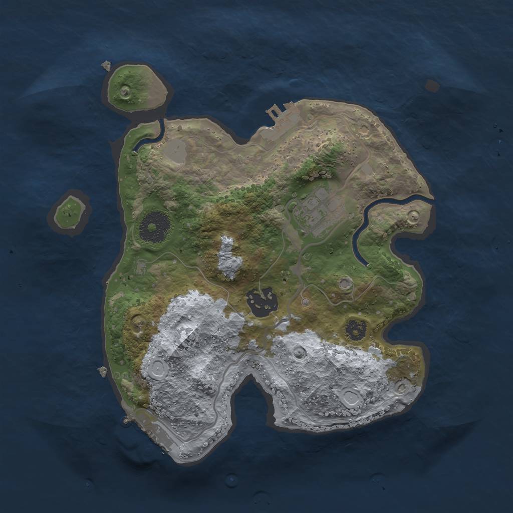 Rust Map: Procedural Map, Size: 2500, Seed: 13795434, 7 Monuments