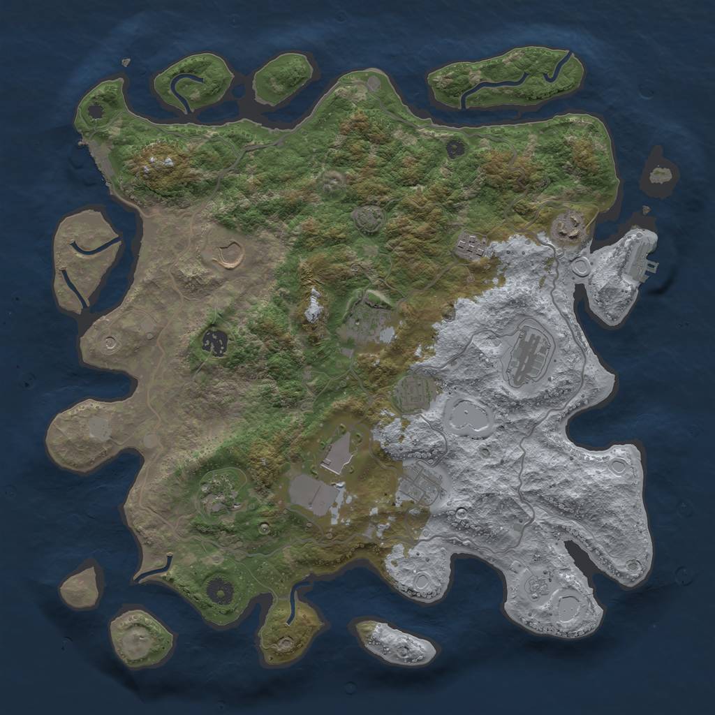 Rust Map: Procedural Map, Size: 4000, Seed: 110548606, 18 Monuments
