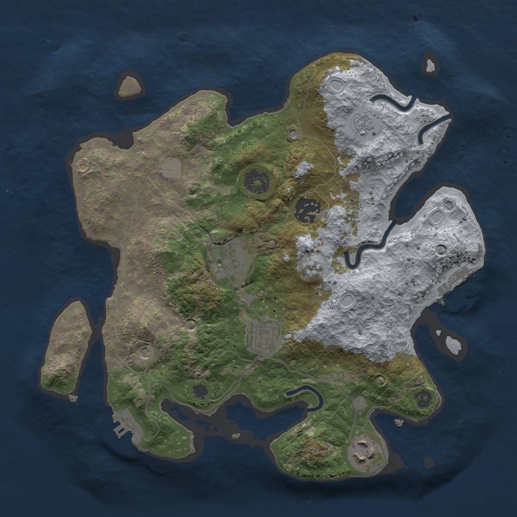 Rust Map: Procedural Map, Size: 3000, Seed: 1988958653, 11 Monuments