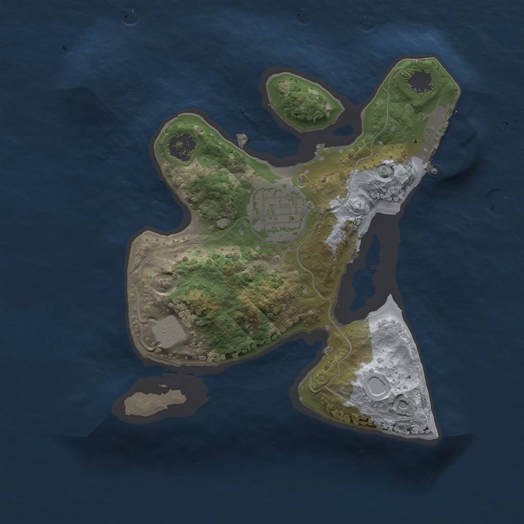 Rust Map: Procedural Map, Size: 2000, Seed: 1232404407, 5 Monuments