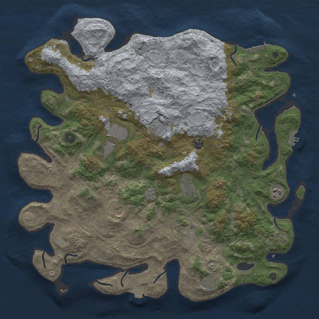 Rust Map: Procedural Map, Size: 4500, Seed: 407023400, 17 Monuments