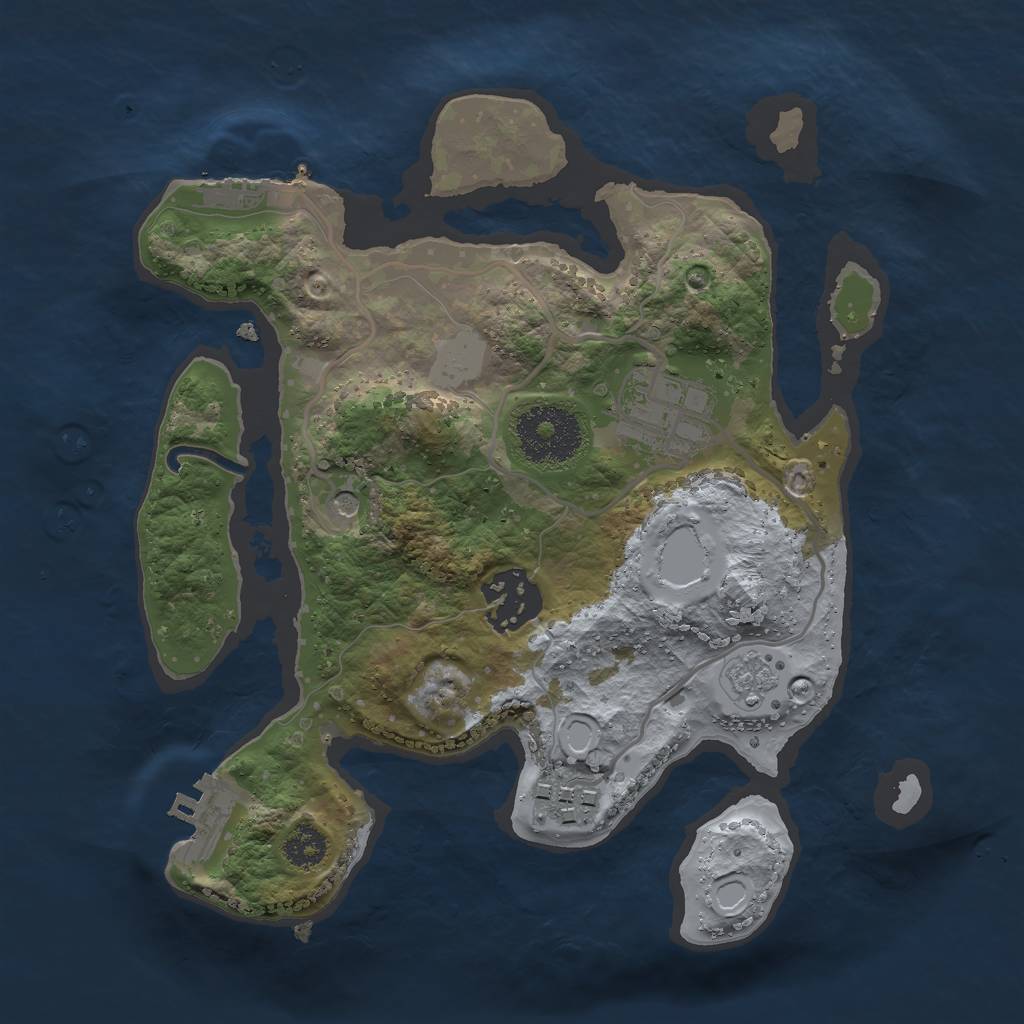 Rust Map: Procedural Map, Size: 2500, Seed: 1168, 10 Monuments