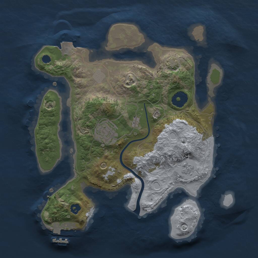 Rust Map: Procedural Map, Size: 2500, Seed: 1168, 5 Monuments