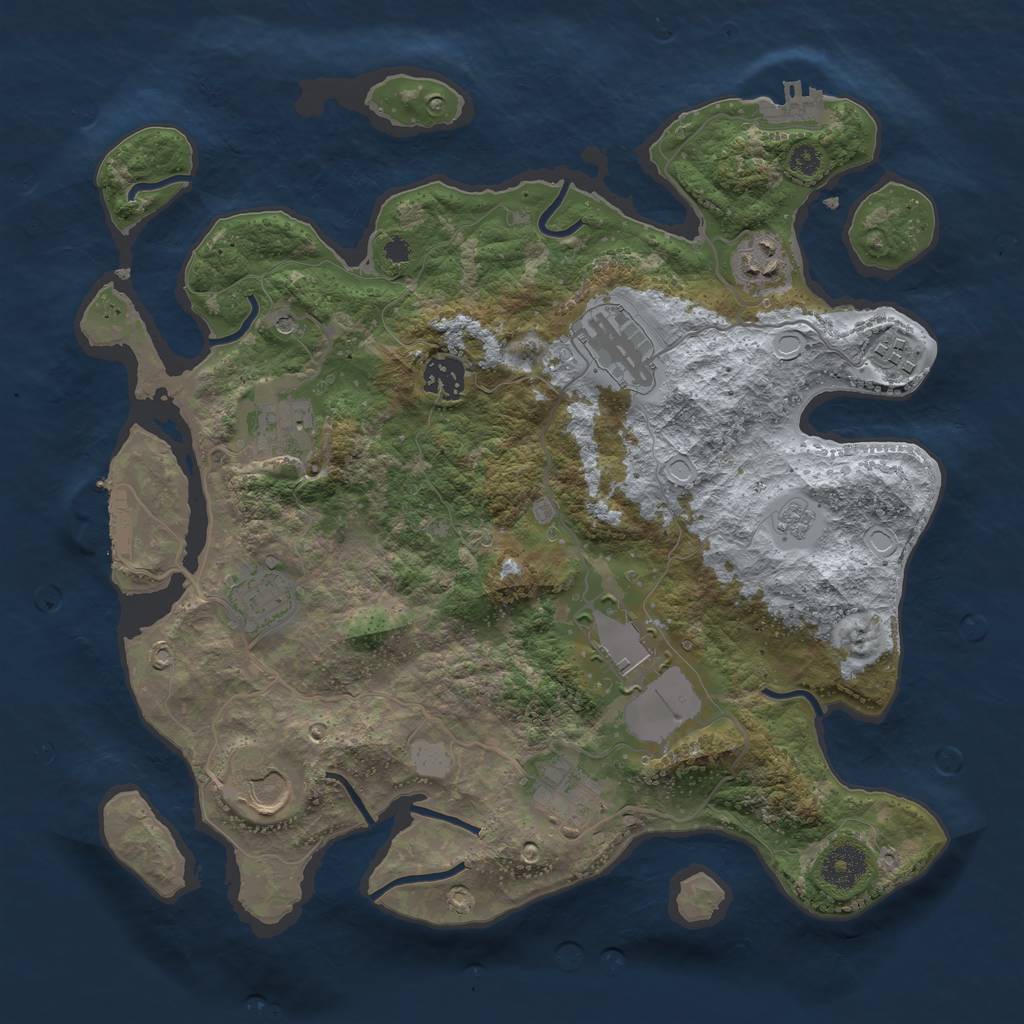 Rust Map: Procedural Map, Size: 3500, Seed: 2076194139, 16 Monuments