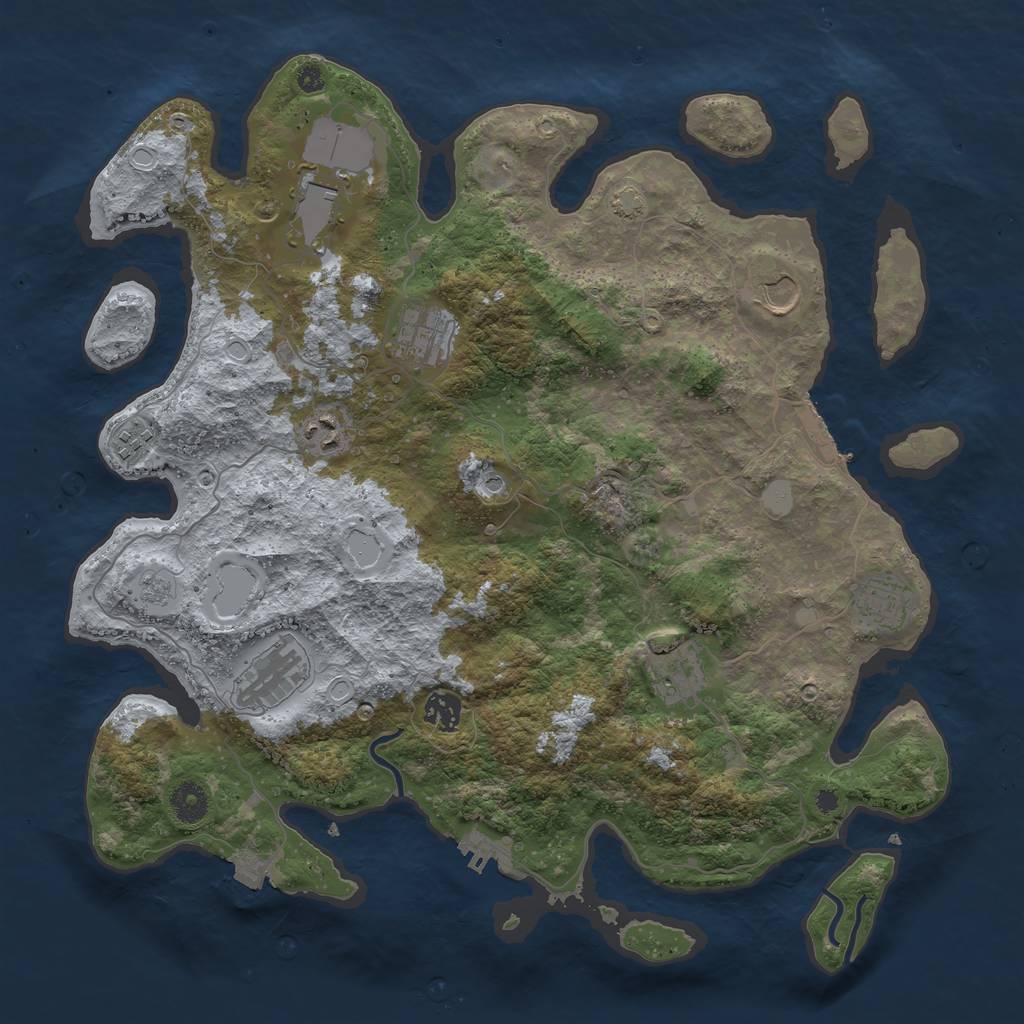 Rust Map: Procedural Map, Size: 3950, Seed: 942087250, 17 Monuments