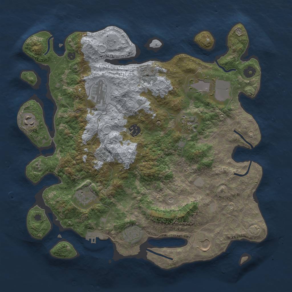 Rust Map: Procedural Map, Size: 3700, Seed: 281246370, 15 Monuments