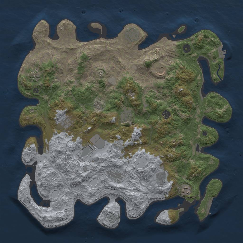 Rust Map: Procedural Map, Size: 4300, Seed: 1779205818, 18 Monuments