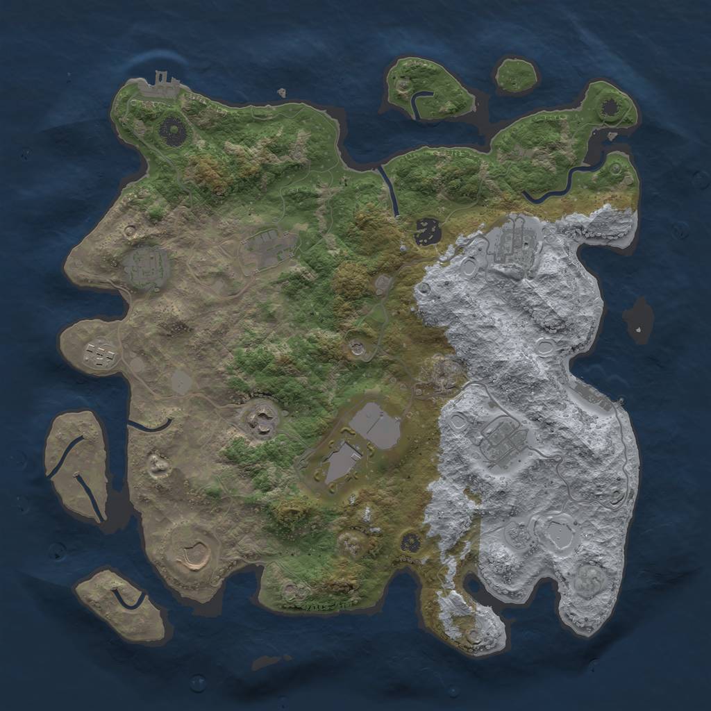 Rust Map: Procedural Map, Size: 3750, Seed: 651819359, 16 Monuments