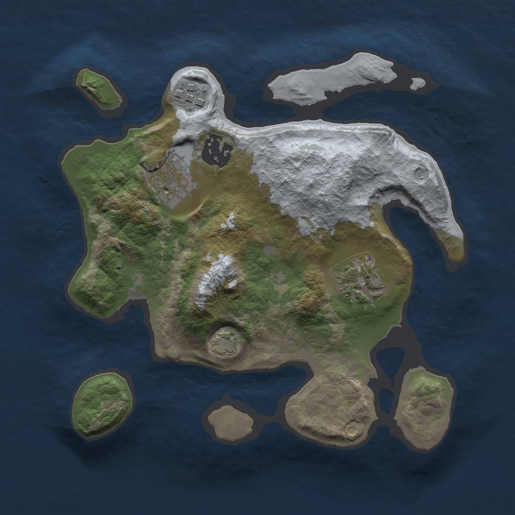 Rust Map: Barren, Size: 2500, Seed: 1810910864, 7 Monuments