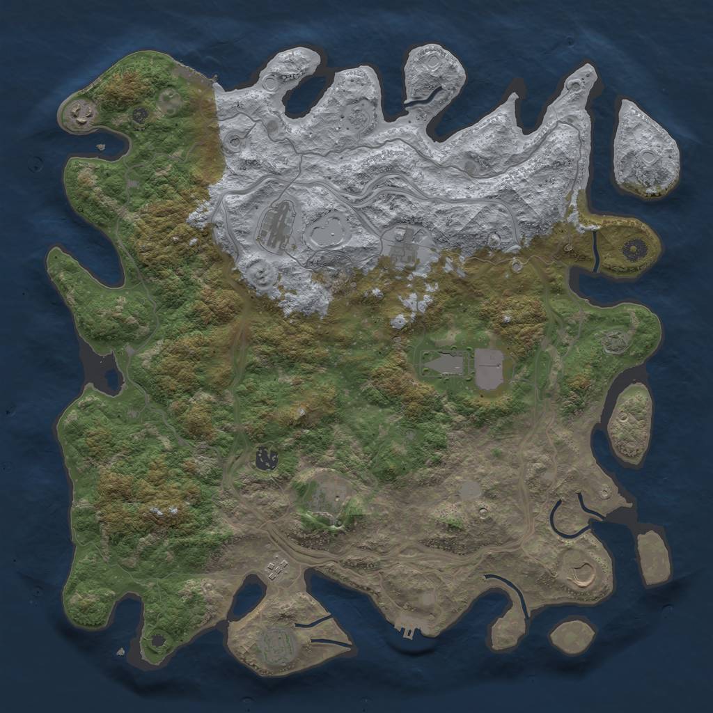 Rust Map: Procedural Map, Size: 4500, Seed: 9714, 17 Monuments