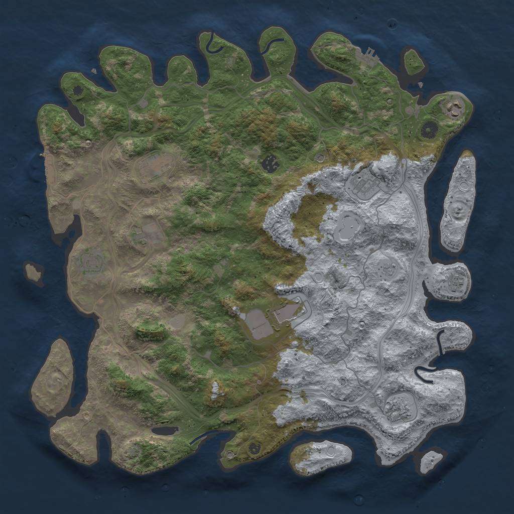 Rust Map: Procedural Map, Size: 4500, Seed: 812361050, 17 Monuments
