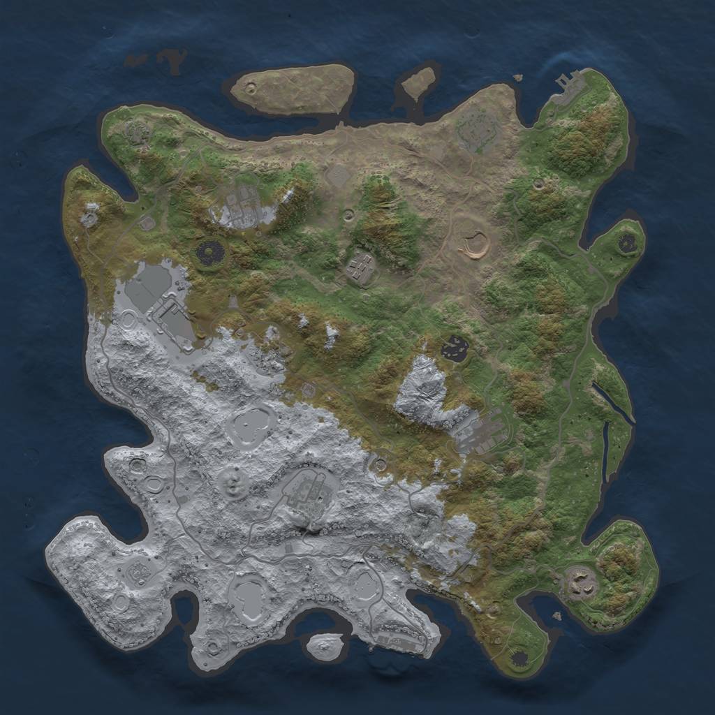 Rust Map: Procedural Map, Size: 4000, Seed: 840523535, 17 Monuments