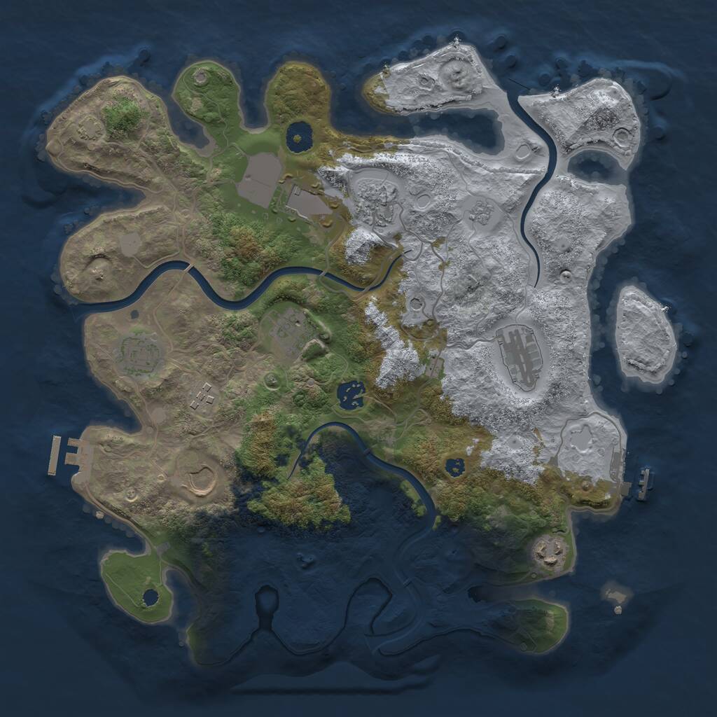 Rust Map: Procedural Map, Size: 3650, Seed: 851287, 15 Monuments